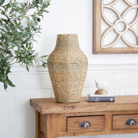 Brown Faux Seagrass Handmade Tall Woven Floor Vase 10" x 10" x 18"
